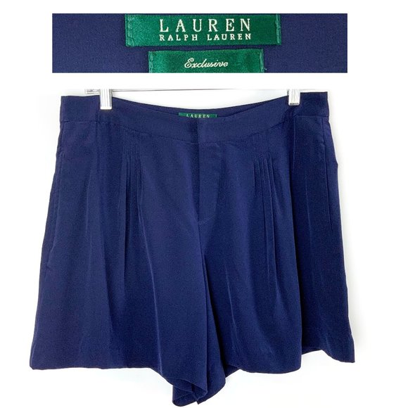 Lauren Ralph Lauren Pants - New Lauren Ralph Lauren Exclusive Navy Silk High Waist Shorts Size 8